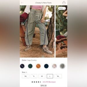Free People Champ is Here pant- Sage Combo color